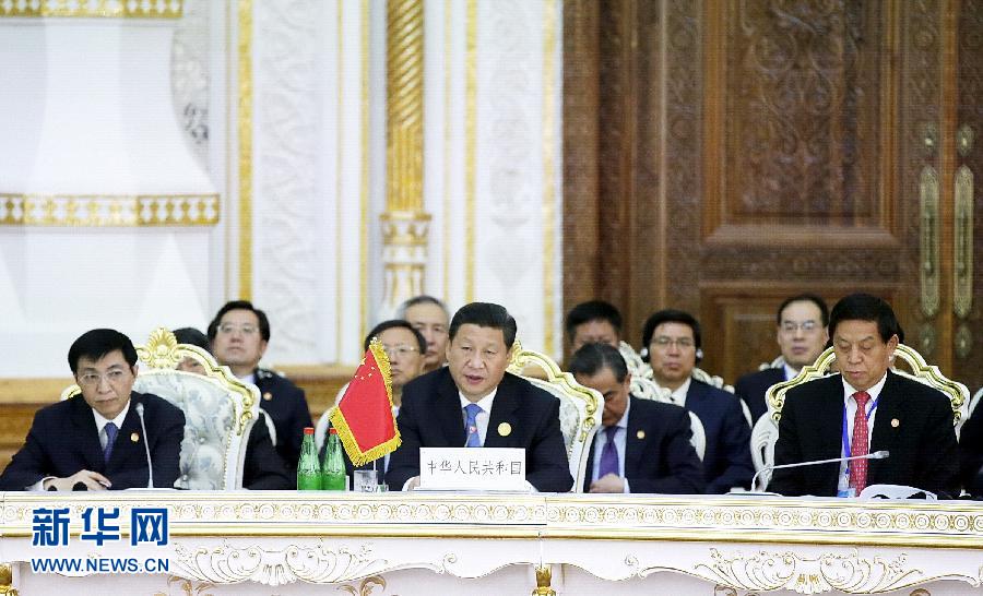 9月12日，上海合作組織成員國元首理事會第十四次會議在塔吉克斯坦首都杜尚別舉行。國家主席習近平出席會議并發表重要講話。新華社記者鞠鵬攝 