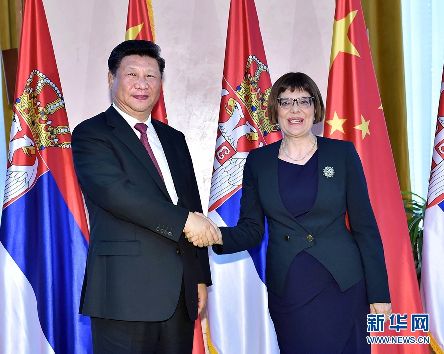 6月18日，國(guó)家主席習(xí)近平在貝爾格萊德會(huì)見(jiàn)塞爾維亞國(guó)民議會(huì)議長(zhǎng)戈伊科維奇。 新華社記者李濤攝